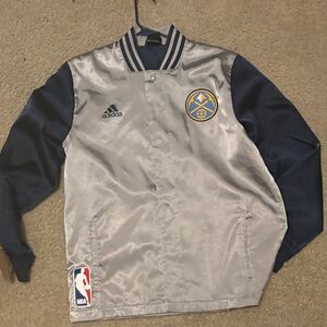 Adidas Men's Silver and Navy Bomber Jacket